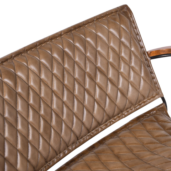 SoHo Genuine Leather Bench in Vintage Brown with Black Metal Legs 128 cm