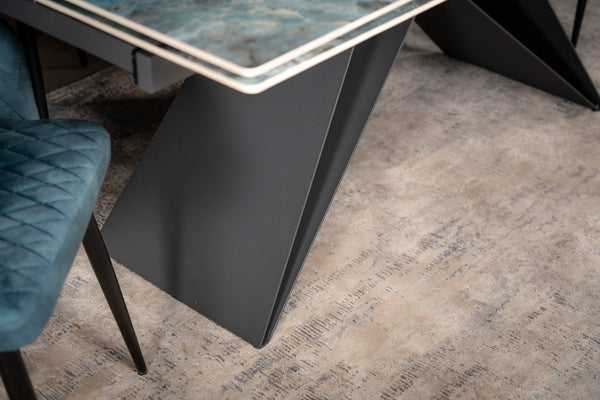 Apollo Extendable Italian Sintered Stone Dining Table in Crystal Blue Marble Look 180-220-260 cm