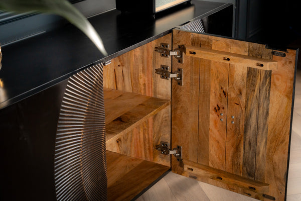 Sunset Handcrafted Solid Mango Wood Sideboard Black 140 cm