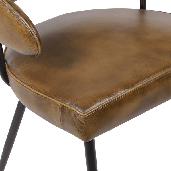 Vienna Genuine Leather Dining Chair in Antique Brown with Black Legs