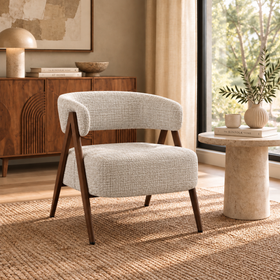 Oatmeal Textured Upholstered Armchair - Colette
