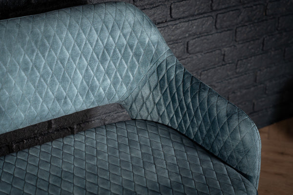 Glamour Elegant Petrol Blue Velvet Bench with Black Coated Legs 160 cm