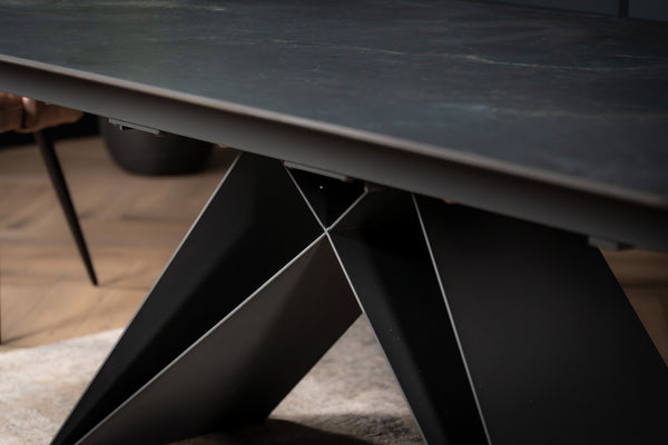 Apollo Extendable Italian Sintered Stone Dining Table in Black Diamond Marble Look 180-220-260 cm