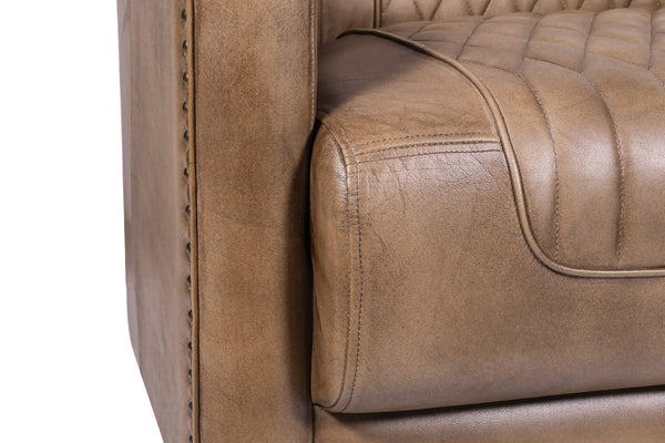 Genuine Leather 3 Seater Sofa Vintage Brown 174 cm – Chicago Club Brown