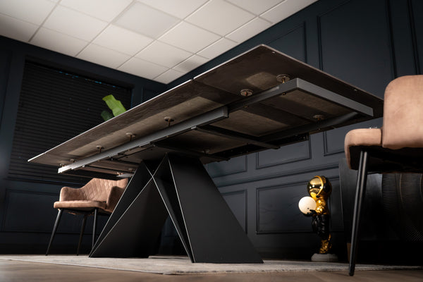 Apollo Extendable Italian Sintered Stone Dining Table in Black Diamond Marble Look 180-220-260 cm