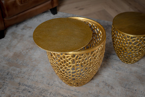 Golden Coral Aluminium Design Gold Side Table Set of two 40cm/30cm