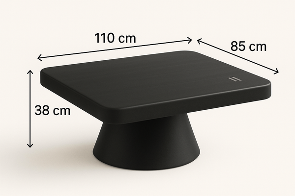 Amazon Solid Mango Wood Black Coffee Table with Metal Butterfly Inserts 110 cm