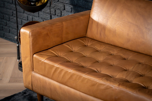 California Genuine Leather 3 Seater Sofa in Light Brown Colour 185 cm