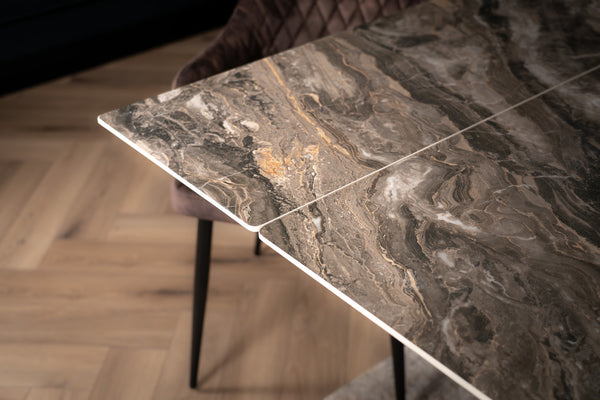 Apollo Extendable Italian Sintered Stone Dining Table in Matt Taupe Brown Marble Look 180-220-260 cm