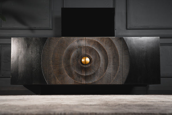 Sunset Solid Mango Wood Floating TV Unit in Black 180cm