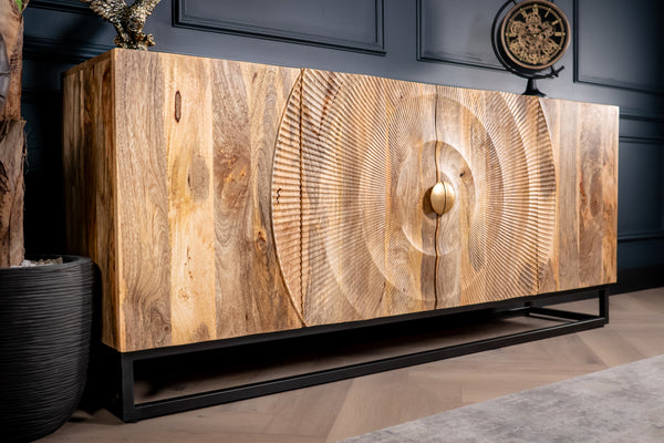 Sunset Handcrafted Solid Mango Wood Natural Brown Sideboard 177 cm