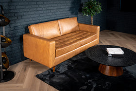 California Genuine Leather 3 Seater Sofa in Light Brown Colour 185 cm