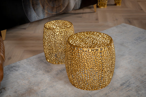 Golden Coral Aluminium Design Gold Side Table Set of 2