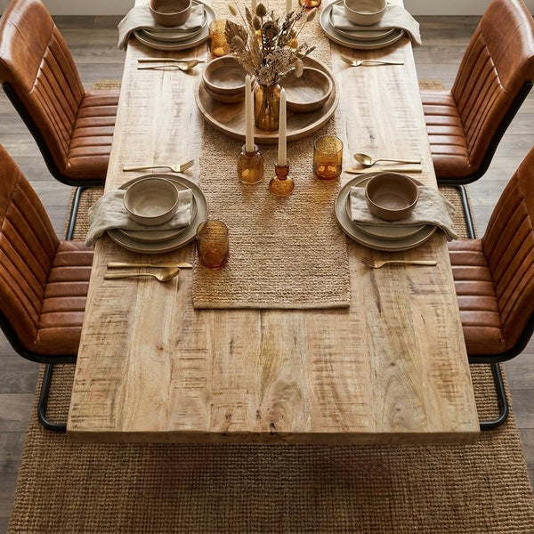 Solid Mango Wood Dining Table 200cm – Galaxie Spider Frame