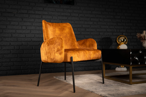 Milo Lounge Chair in Mustard Yellow with Black Powder Coating Legs