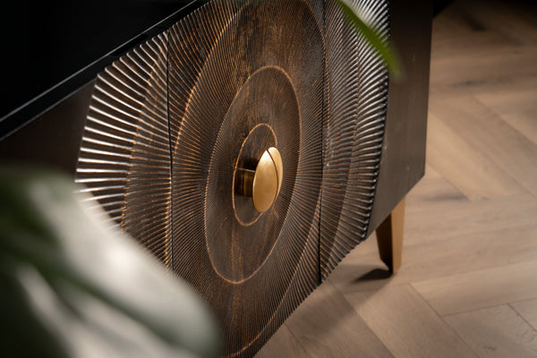 Sunset Handcrafted Solid Mango Wood Sideboard Black 140 cm