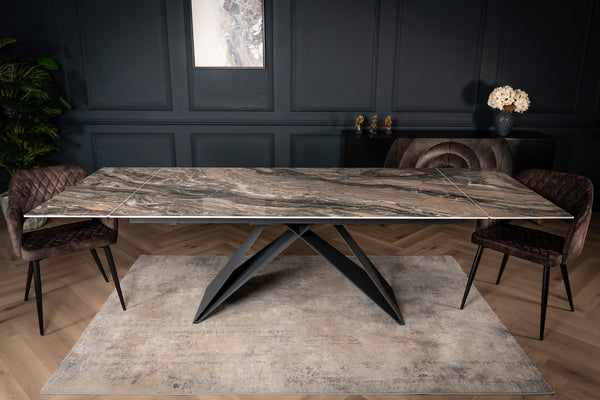 Apollo Extendable Italian Sintered Stone Dining Table in Matt Taupe Brown Marble Look 180-220-260 cm