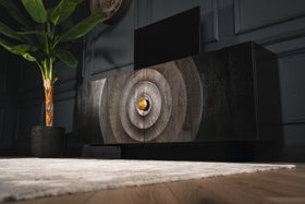 Sunset Solid Mango Wood Floating TV Unit in Black 180cm