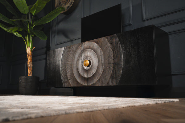 Sunset Solid Mango Wood Floating TV Unit in Black 180cm