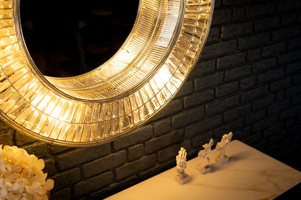 Aurora Halo Handcrafted Round Mirror Wall Lamp 90cm