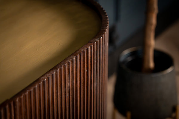 Elegance Solid Mango Wood Sideboard with Gold Iron Legs and a Trim 150 cm