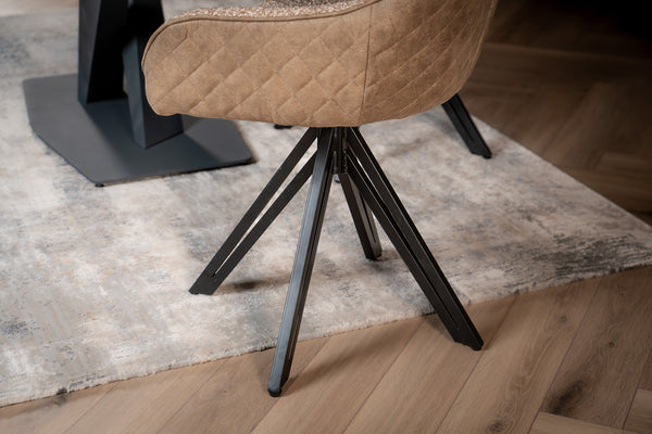 Boucle Swivel Dining Chair Taupe with Black Legs – Terra