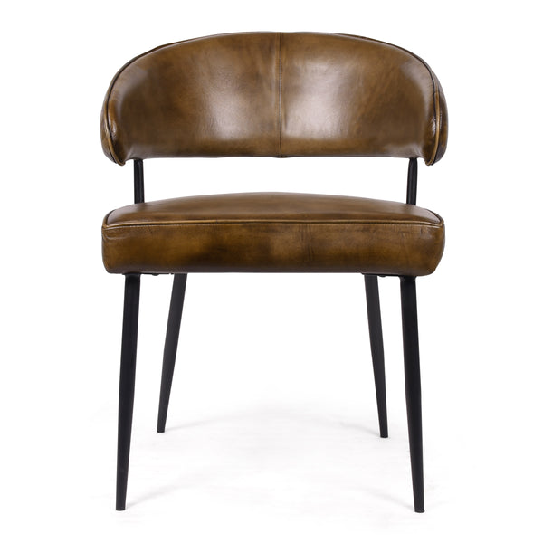 Vienna Genuine Leather Dining Chair in Antique Brown with Black Legs