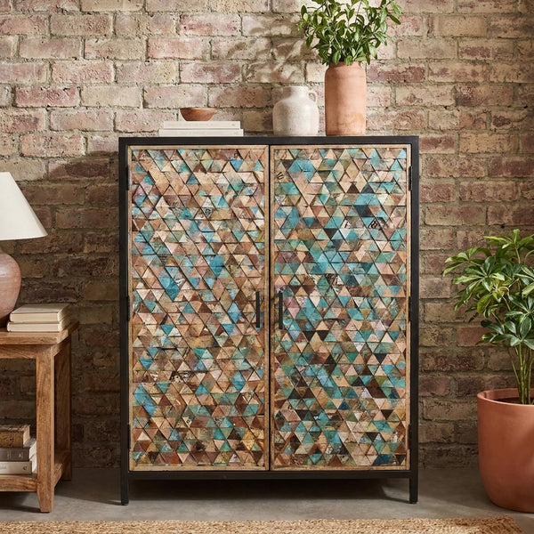 Recycled Mango Wood Storage Cabinet with Black Metal Frame 120 cm – Iron Sky