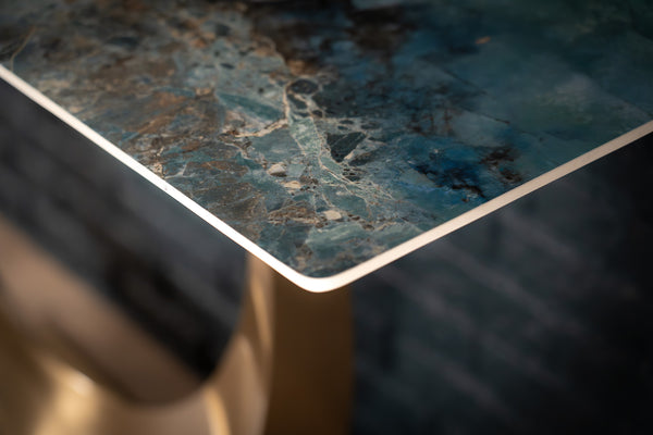 Cetona Italian Sintered Stone Console Table in Crystal Blue Marble Look 160 cm