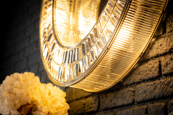 Aurora Halo Handcrafted Round Mirror Wall Lamp 90cm