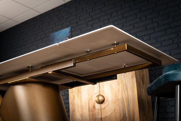 Nemesis Extendable Italian Sintered Stone Dining Table in Crystal Blue Marble Look 180-220-260 cm