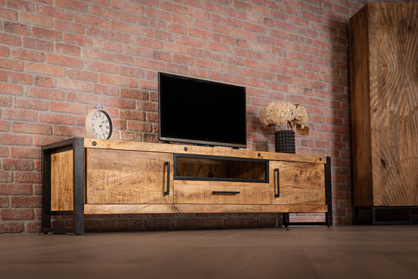 Iron Industrial Style Large Mango Wood Sideboard TV unit Lowboard 200 cm