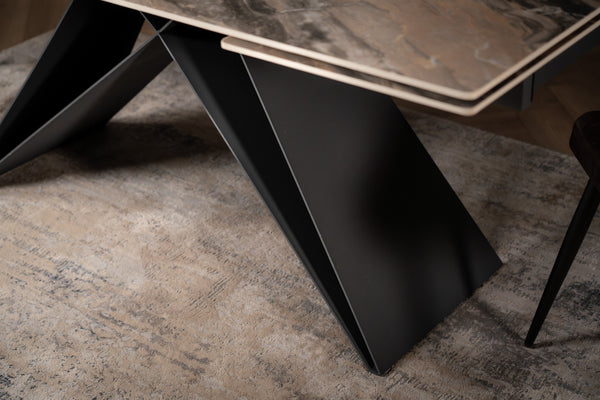 Apollo Extendable Italian Sintered Stone Dining Table in Matt Taupe Brown Marble Look 180-220-260 cm
