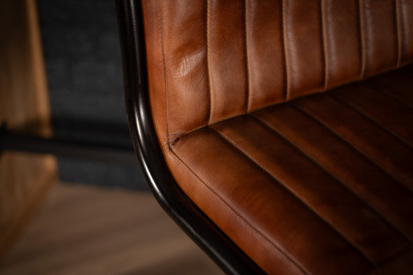 Veneto Genuine Leather Cantilever Barstool Chair Brown