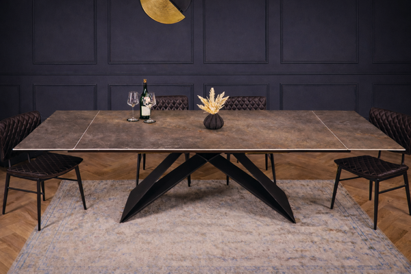 Apollo Extendable Italian Sintered Stone Dining Table in Vienna Black Gold Marble Look 180-220-260 cm