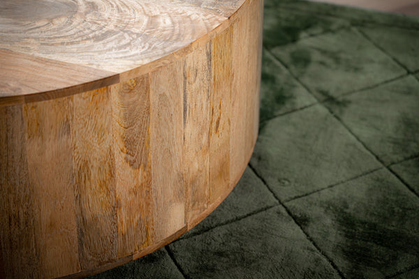 Solid Mango Wood Coffee Table with Storage Natural Brown 90 cm – Sunset Collection