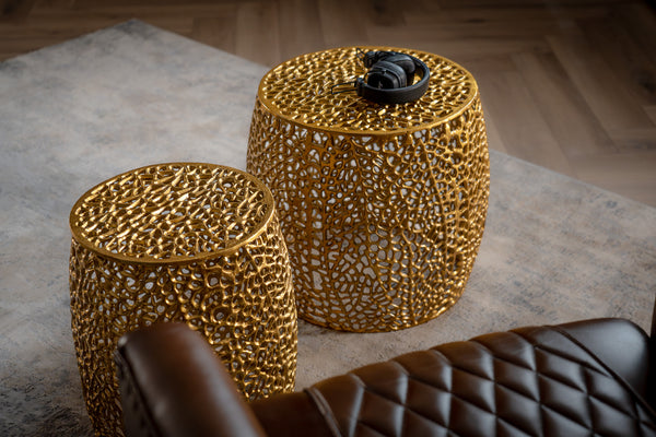 Golden Coral Aluminium Design Gold Side Table Set of 2