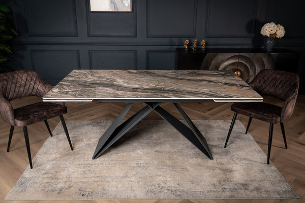 Apollo Extendable Italian Sintered Stone Dining Table in Matt Taupe Brown Marble Look 180-220-260 cm