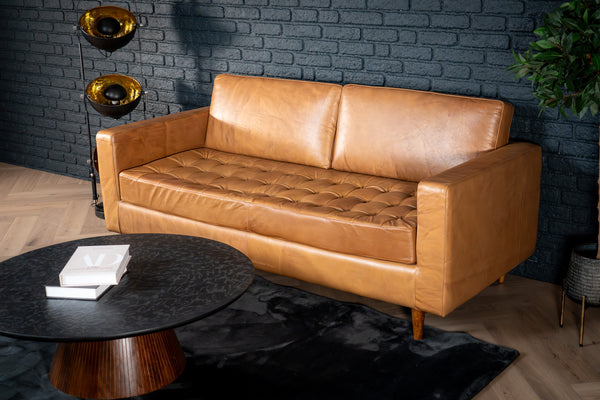 California Genuine Leather 3 Seater Sofa in Light Brown Colour 185 cm