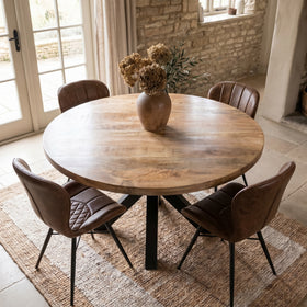 Solid Mango Wood Round Dining Table 140cm – Galaxie Star Base