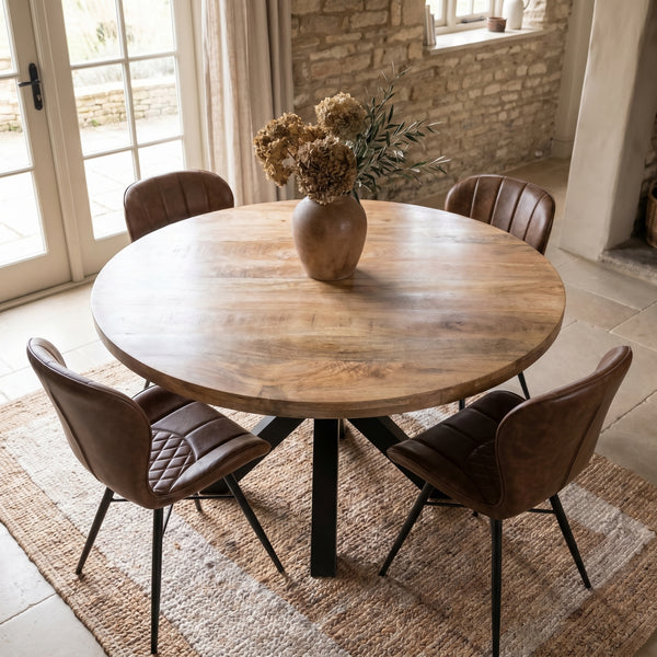 Solid Mango Wood Round Dining Table 140cm – Galaxie Star Base