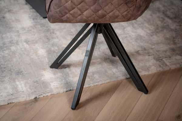Velvet Swivel Dining Chair Grey Brown with Black Legs – Terra