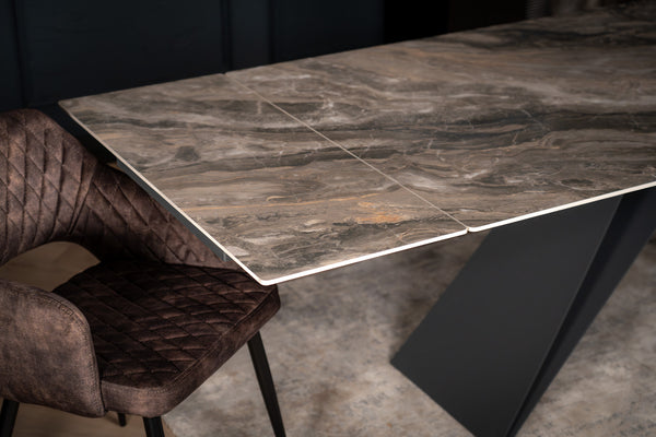 Apollo Extendable Italian Sintered Stone Dining Table in Matt Taupe Brown Marble Look 180-220-260 cm