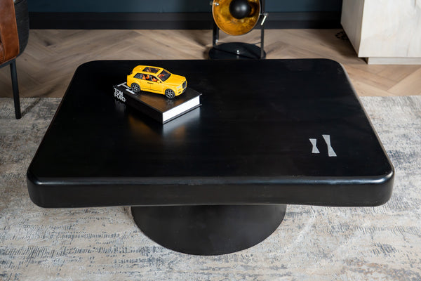 Amazon Solid Mango Wood Black Coffee Table with Metal Butterfly Inserts 110 cm