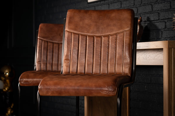 Veneto Genuine Leather Cantilever Barstool Chair Brown