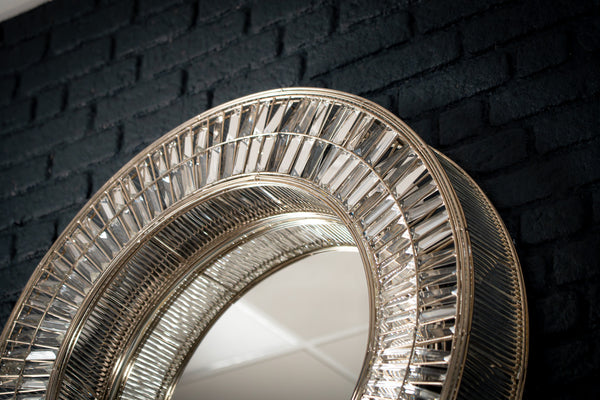 Aurora Halo Handcrafted Round Mirror Wall Lamp 90cm