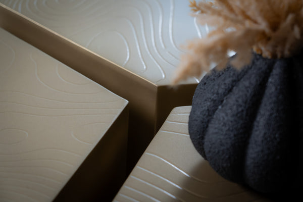 Organic Design Set of 3 Side Tables Brass Metal Tree Trunk Handmade Coffee Table 80 cm