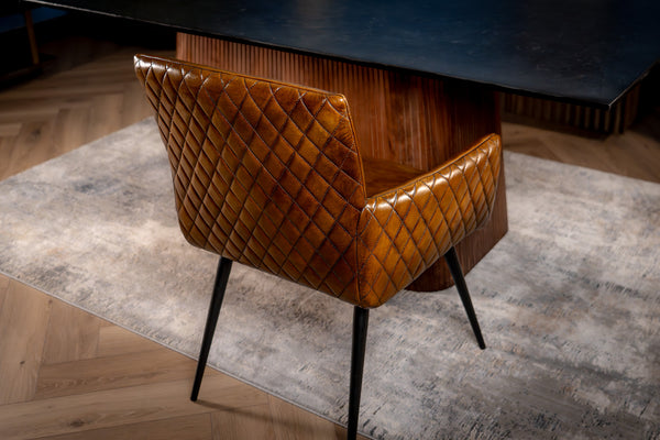 Genuine Leather Dining Armchair Antique Brown with Black Legs – Hudson