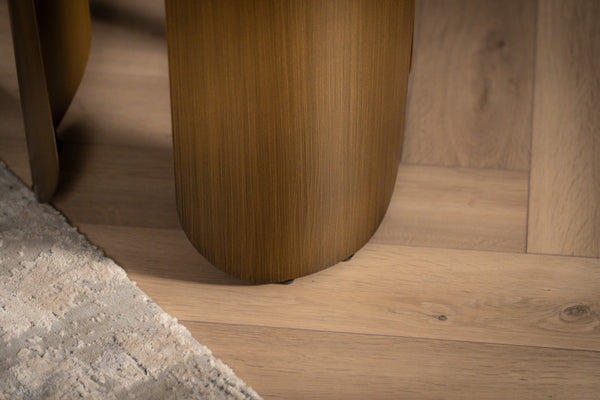 Petroio Italian Sintered Stone Round Side Table in Crystal Blue Marble Look 40 cm