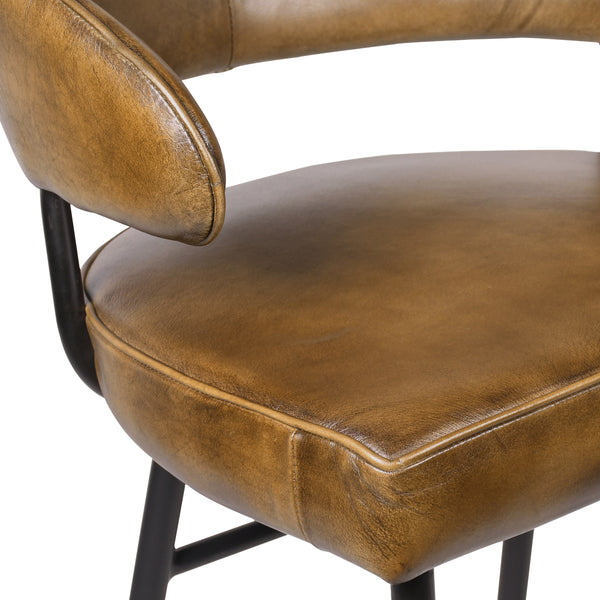 Vienna Genuine Leather Bar Stool in Vintage Brown and Black Legs